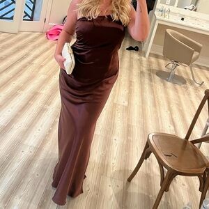 Used Revelry Jade Satin One Shoulder Dress